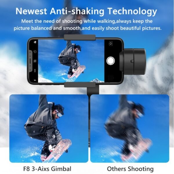 F8 mobile phone camera stabilizer handheld three-axis anti shake platform Tiktok live broadcast tripod short video camera stabilizer - Image 3