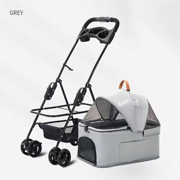 Walk The Dog Pet Stroller Teddy Dog Four Wheel Wan fold To The Stacked Stroller Cats Can Be Separated From The Stroller - Image 6