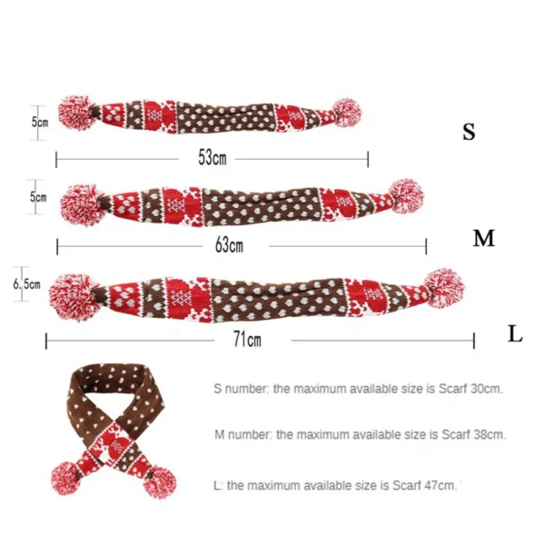 Christmas Dog Scarf Knitted Elk Scarf Striped Hair Ball Pet Scarf Outdoor Winter Warm Cat Dog Scarves Puppy Collar Pet Supplies - Image 6