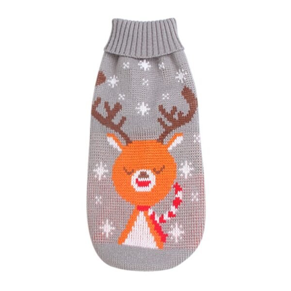 Christmas reindeer maple leaves snowflakes holiday pet clothes high necked knitted sweaters dog and cat clothing jackets - Image 7