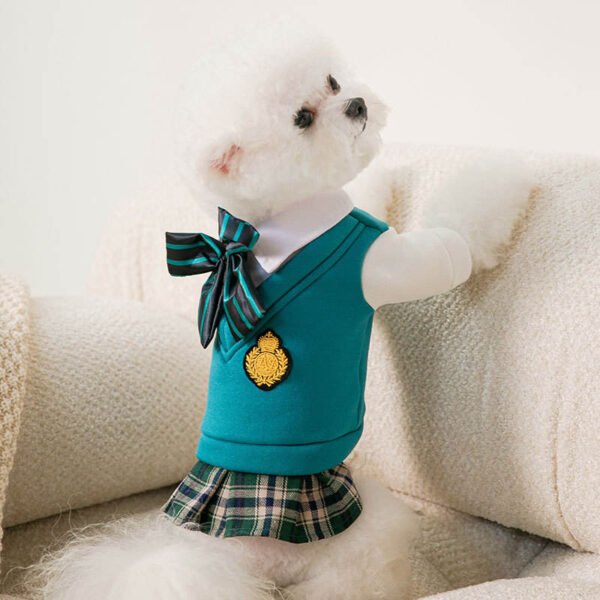 Autumn And Winter New Puppy Dog College Style Uniform Bow Tie Cat Fake Two Pieces Couple Clothes Small And Medium-Sized Dog Pet Clothes - Image 7
