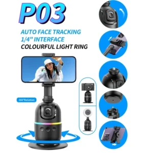 P03 AI Smart Gimbal 360° Auto Face Tracking Gimbal All-in-one Rotation For Smartphone video Vlog Stabilizer Phone Holder