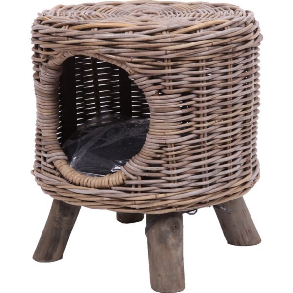 Rattan Furniture Leisure Round Four Seasons Semi Closed Breathable Cat And Dog Kennel Stool Outdoor Modern Simple Style - Image 5