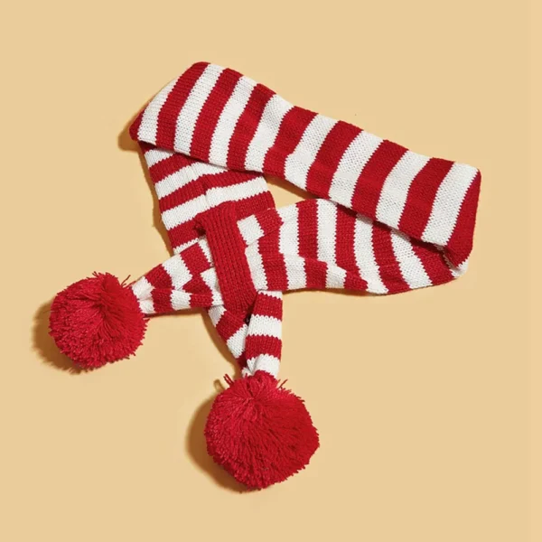 Christmas Dog Scarf Knitted Elk Scarf Striped Hair Ball Pet Scarf Outdoor Winter Warm Cat Dog Scarves Puppy Collar Pet Supplies - Image 4