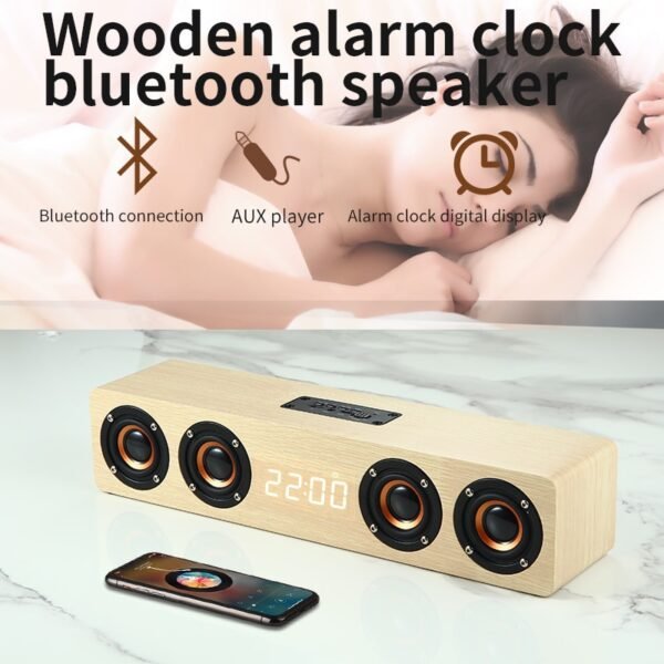 Home theater portable column Bluetooth Speaker Wireless wood speaker Alarm Clock Radio subwoofer Soundbar for TV speaker AUX USB - Image 3