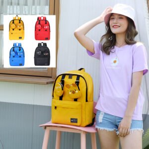 High school students creative backpack personality junior high school girl schoolbag solid color small pocket backpack