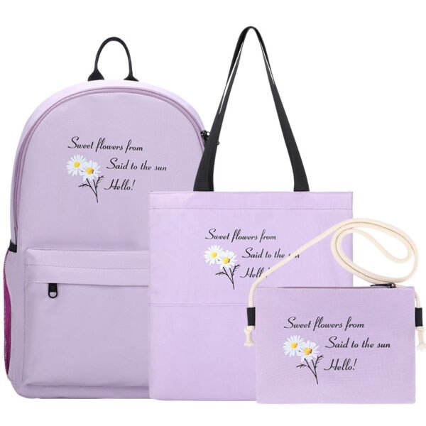 Schoolbag female primary school student three piece ins junior high school campus cute college student large capacity backpack - Image 5