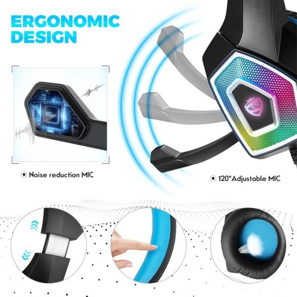 Head mounted gaming headphones colorful RGB wired computer headphones game controller headphones - Image 4