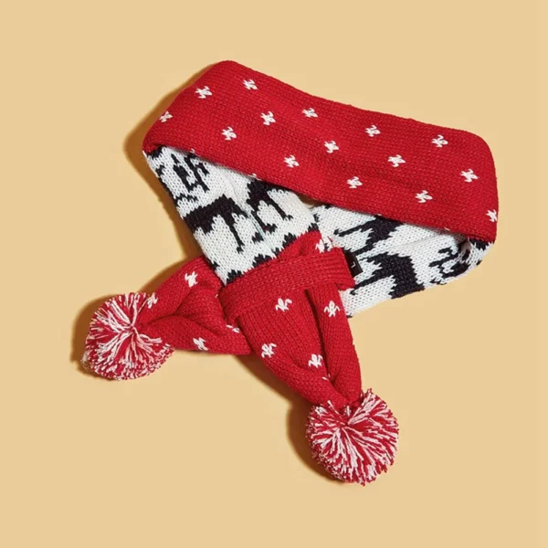 Christmas Dog Scarf Knitted Elk Scarf Striped Hair Ball Pet Scarf Outdoor Winter Warm Cat Dog Scarves Puppy Collar Pet Supplies - Image 3
