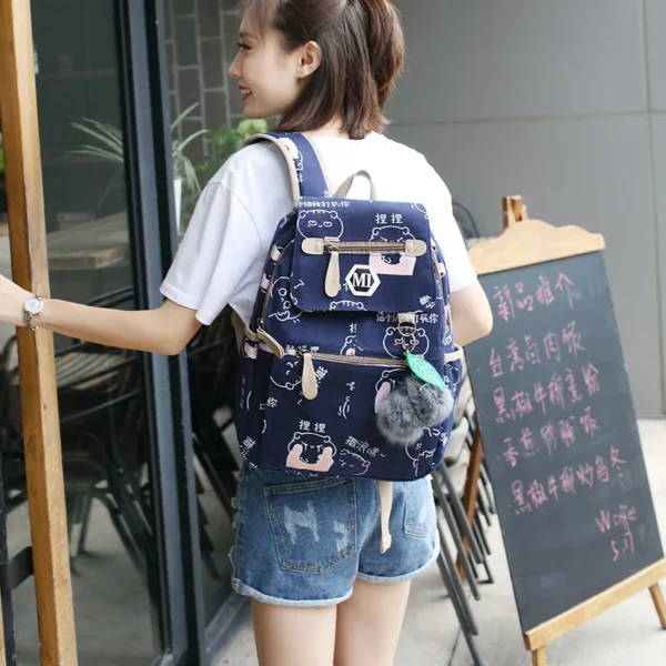 USB Charging Canvas Backpack 3 Pcs/set Women School Backpacks Schoolbag For Teenagers Man Student Book Bag Boys Satchel - Image 5