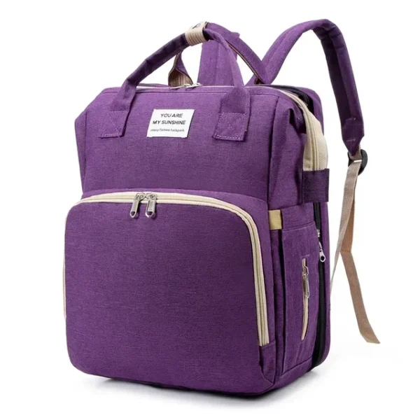 New Outdoor Folding Bag with Baby Can Sleep Mommy Bag Multi-functional Bottle Backpack Diaper Backpack - Image 9