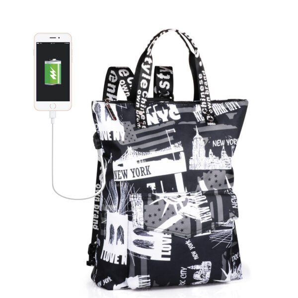 Tote bag college waterproof multi function school bag handbag all match student backpack - Image 5