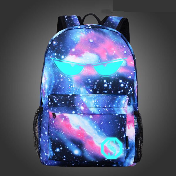 Starry Night Light Children's Backpack Oxford Cloth Print Backpack Middle School Girls' School Bag - Image 2