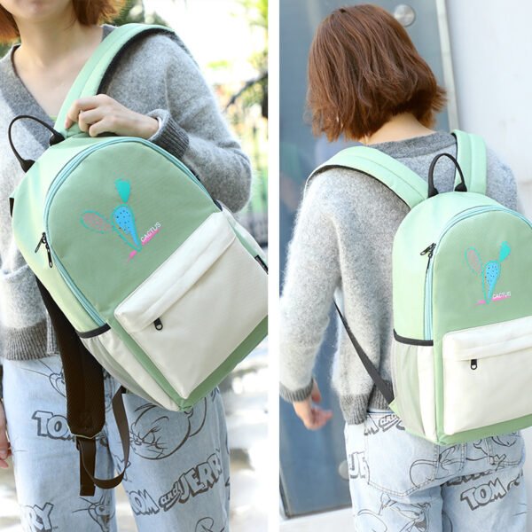 ins School bag USB backpack girl junior high school students Mori three piece backpack fashion - Image 3