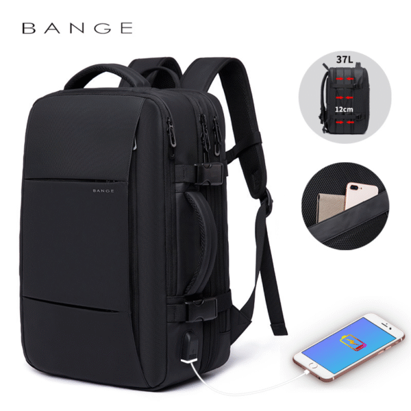 BANGE Backpack Male College Student Computer Backpack Men's Large Capacity Business Travel Waterproof And Expandable Men's Bag - Image 4