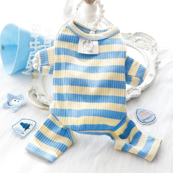 Dog Clothes Spring and Summer Thin Wide Striped Four-legged Home Clothes Bottoming Shirt Small Dog Teddy Pet - Image 3