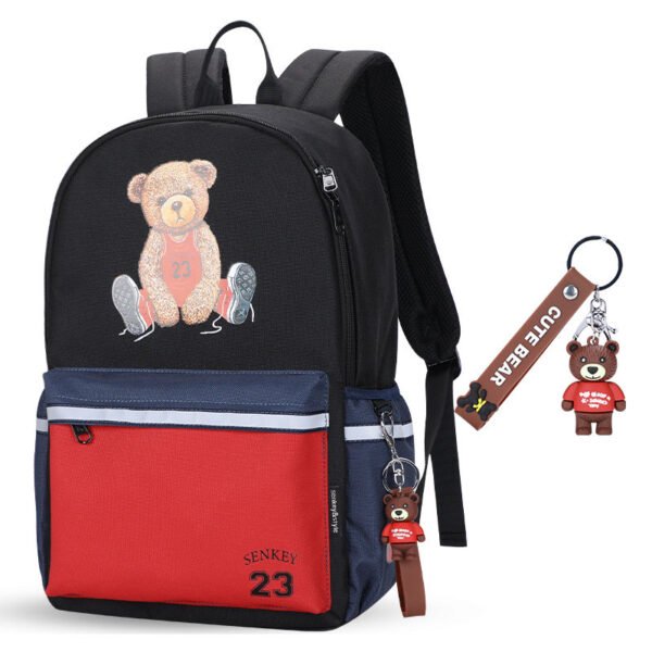 New backpack junior high school student trend backpack silk screen tiger bear cartoon cartoon school bag - Image 3