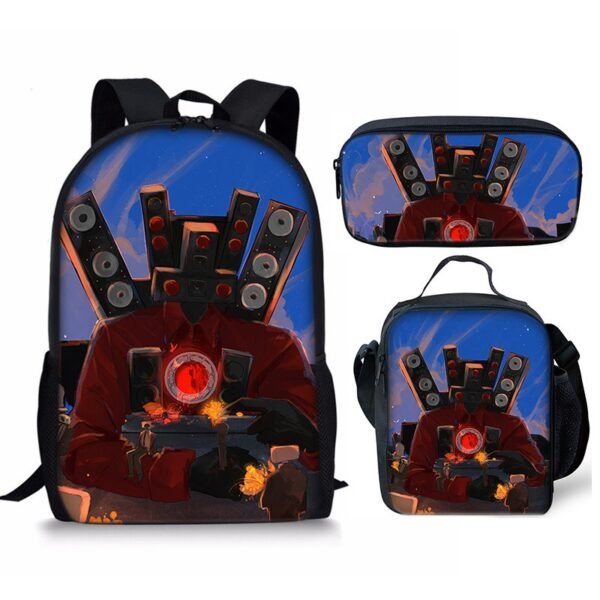 New 3PC-SET Skibidi Toilet Man Backpack Custom Game Peripheral Schoolbags For Primary Secondary School Teenage - Image 2