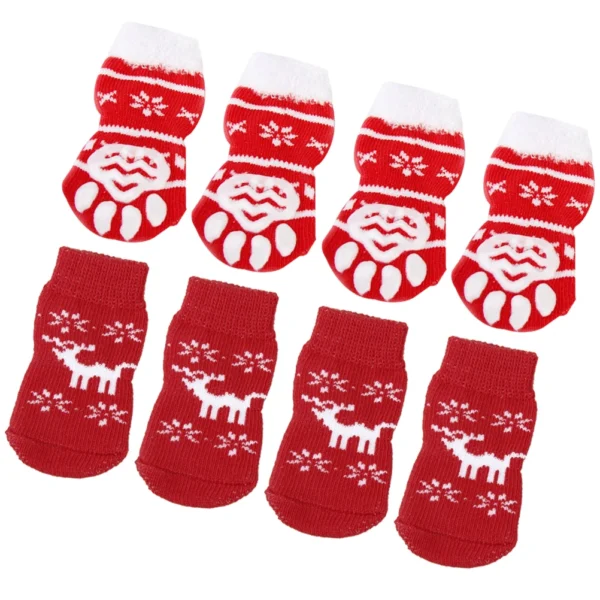 8pcs Pet Warm Cotton Socks Soft Anti Slip Claw Pattern Protect Feet Cold Snow Christmas Dog Cat Stockings Gifts - Image 4