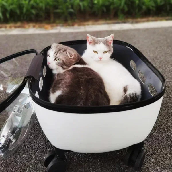 New Transparent Capsule Pet Travel Trolley Carriers Bag Stroller for 10kg Puppies Dogs Cat with Wheel - Image 5