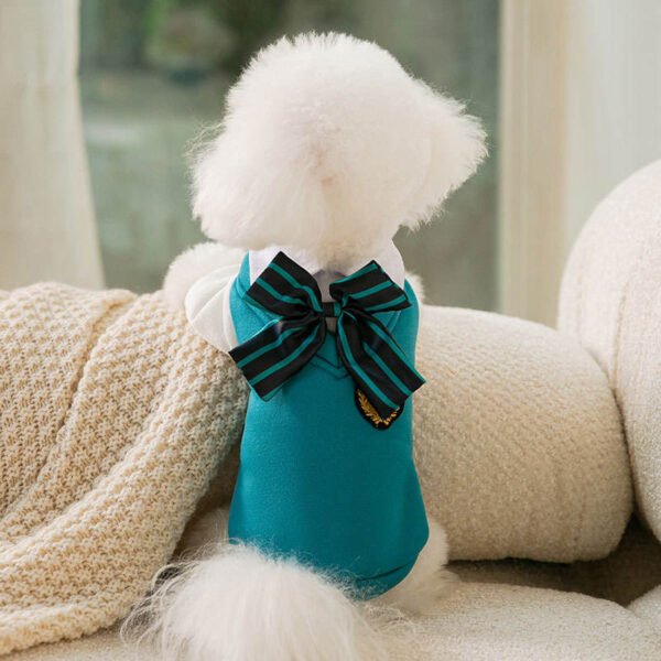 Autumn And Winter New Puppy Dog College Style Uniform Bow Tie Cat Fake Two Pieces Couple Clothes Small And Medium-Sized Dog Pet Clothes - Image 6
