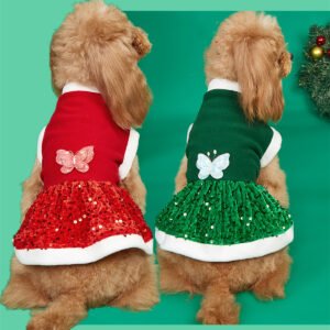 Autumn and Winter New Pet Plush Clothes Christmas Dog Dress Small Dog Teddy Dress Cat Clothes