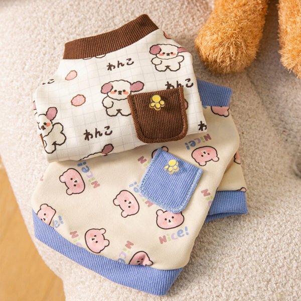 Small Dog Clothes Cute Full Print Fall And Winter Bottoming Shirt Cats Warm Sweatshirt Pet Small Dog Clothing - Image 4