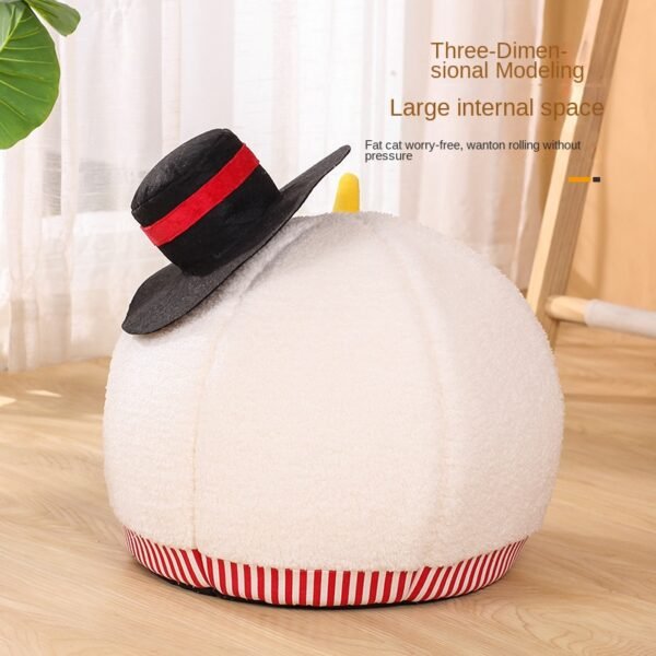 Cat Nest: Semi enclosed Cat House for All Seasons, Cute Christmas Snowman Cat Nest, Winter Warmth Pet Supplies - Image 5