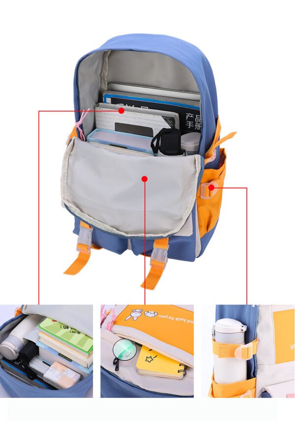 New ins wind canvas high school student schoolbag female small fresh contrast color junior high school student backpack - Image 2