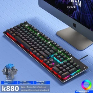 Cracked K880 Hot Swappable Mechanical Keyboard, Esports Game, Green Axis Office Computer Keyboard, Wired Mechanical Keyboard
