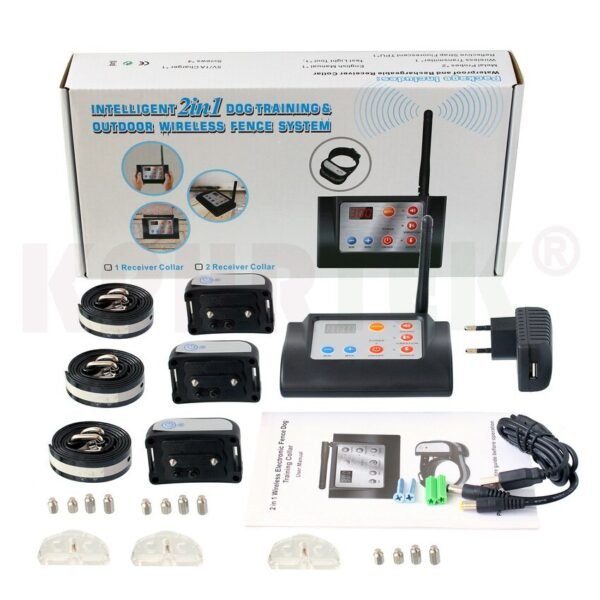 2 in 1   Wireless Electronic Dog Fence System and Dog Training Collar   Beep Shock Vibration Training  for 1/2/3 dogs 6 Sets/lot - Image 5