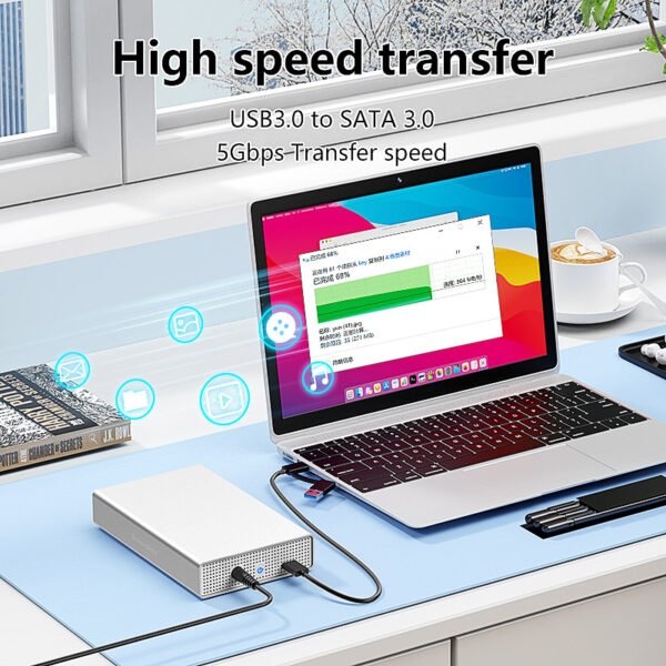 Lanshuo SAS/SATA portable hard drive case 2.5-inch desktop laptop all metal solid-state drive case - Image 4