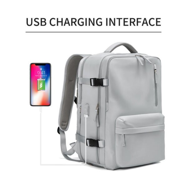 Waterproof 18 Inch Laptop Backpacks School Bags with usb Dily Life Vintage Unisex Leather Student Backpack for Men - Image 3