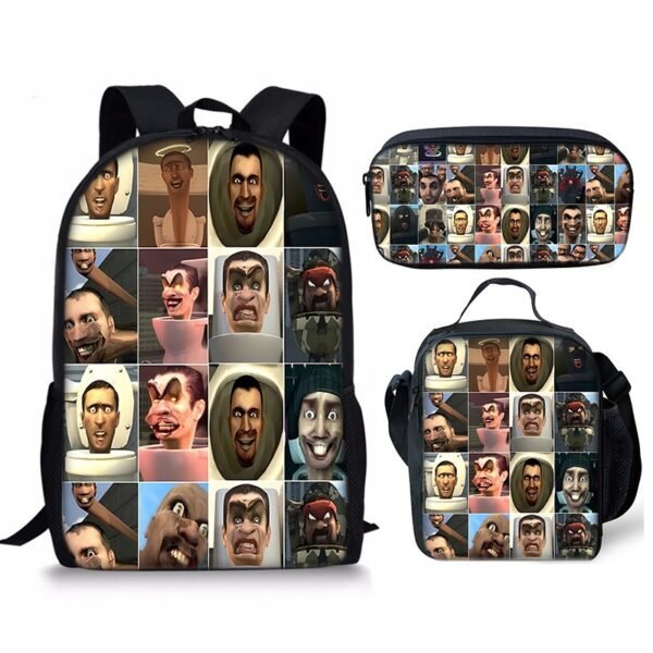 New 3PC-SET Skibidi Toilet Man Backpack Custom Game Peripheral Schoolbags For Primary Secondary School Teenage - Image 21