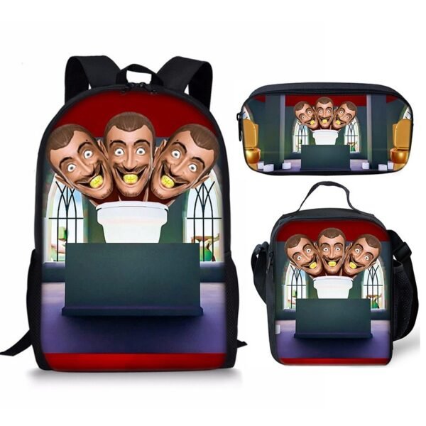 New 3PC-SET Skibidi Toilet Man Backpack Custom Game Peripheral Schoolbags For Primary Secondary School Teenage - Image 23