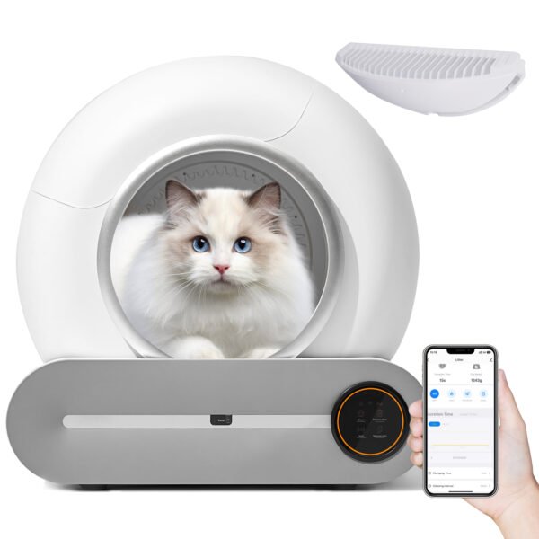 Automatic cleaning, eliminates odors, supports WiFi application control, intelligent automatic cat litter box with padding - Image 2