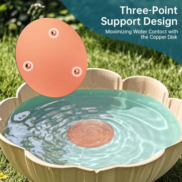 Universal Bird Bath Copper Tray with 3-point Support Purification Plate – for Outdoor Bird Baths & Feeding Bowls - Image 8