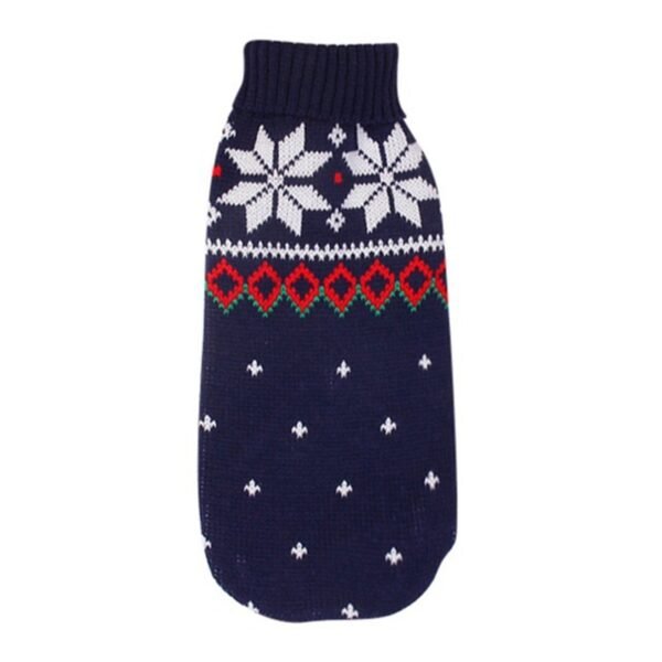 Christmas reindeer maple leaves snowflakes holiday pet clothes high necked knitted sweaters dog and cat clothing jackets - Image 8