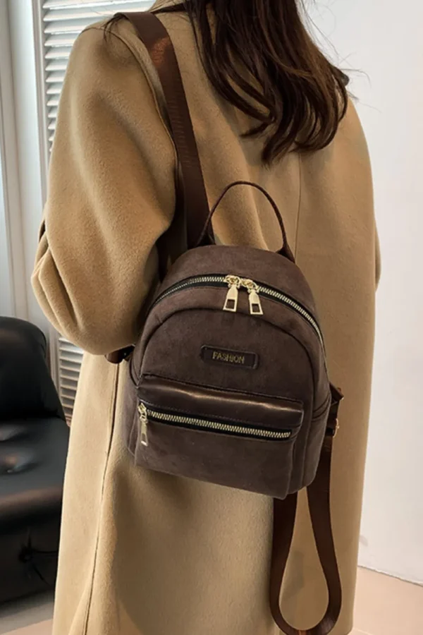 Suede Adjustable Strap Backpack Bag - Image 3
