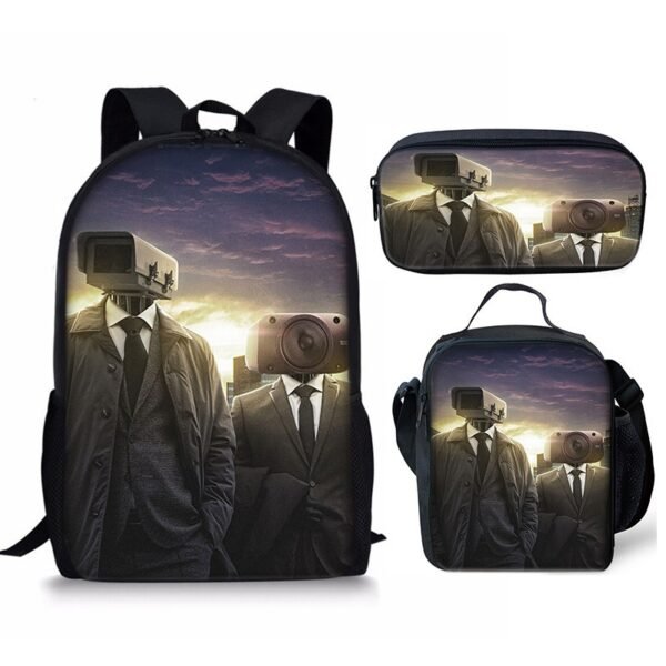 New 3PC-SET Skibidi Toilet Man Backpack Custom Game Peripheral Schoolbags For Primary Secondary School Teenage - Image 18