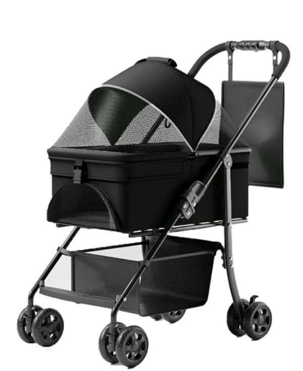 2-in-1 folding dog cart, pet folding cart, four-wheel dog/cat cart, waterproof pad, car seat, sun visor - Image 3