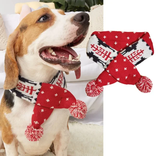 Christmas Dog Scarf Knitted Elk Scarf Striped Hair Ball Pet Scarf Outdoor Winter Warm Cat Dog Scarves Puppy Collar Pet Supplies - Image 10