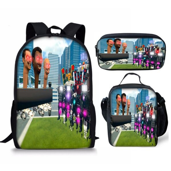 New 3PC-SET Skibidi Toilet Man Backpack Custom Game Peripheral Schoolbags For Primary Secondary School Teenage - Image 15