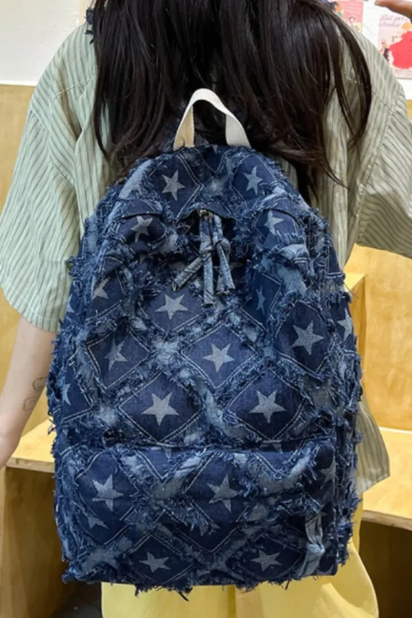 Star Denim Backpack Bag - Image 11