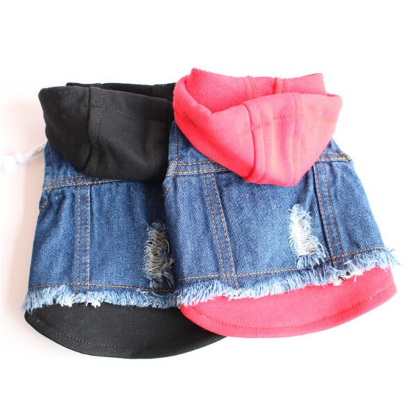 Pet clothes are better than teddy bears, teddy dogs, spring and summer outfits, ripped denim vests, and small vests - Image 3