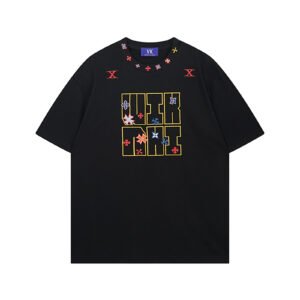 Heavywork Letter Embroidery Design Unique Short Sleeve T-Shirt Unisex Street Trend Loose Casual Tee