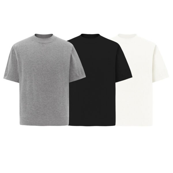 Solid color short sleeved T-shirt men's top - Image 5