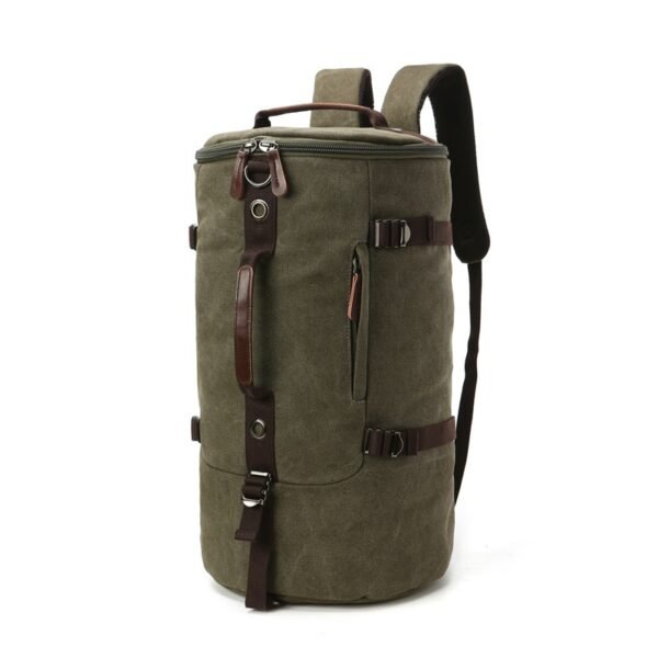 Men Travel Backpack Male Canvas Luggage Duffel Cylinder Bag Mountaineering Hiking Backpack For Men - Image 3