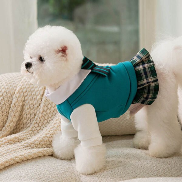 Autumn And Winter New Puppy Dog College Style Uniform Bow Tie Cat Fake Two Pieces Couple Clothes Small And Medium-Sized Dog Pet Clothes - Image 4