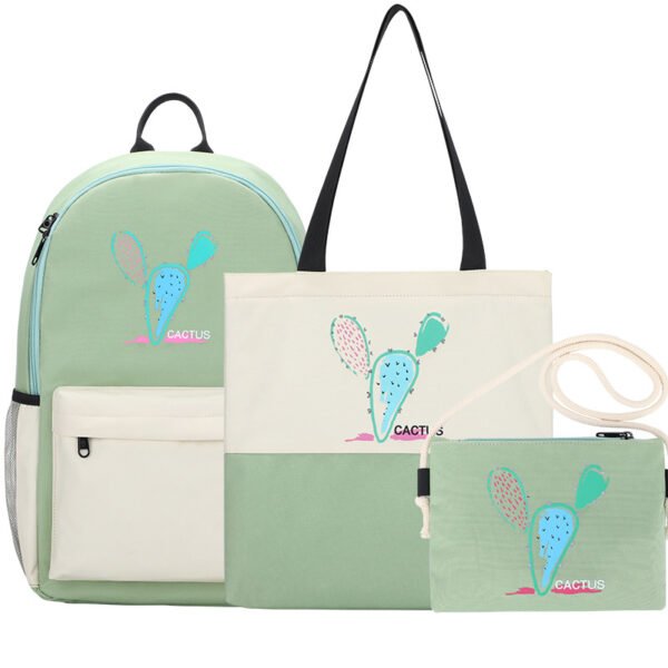 ins School bag USB backpack girl junior high school students Mori three piece backpack fashion - Image 5